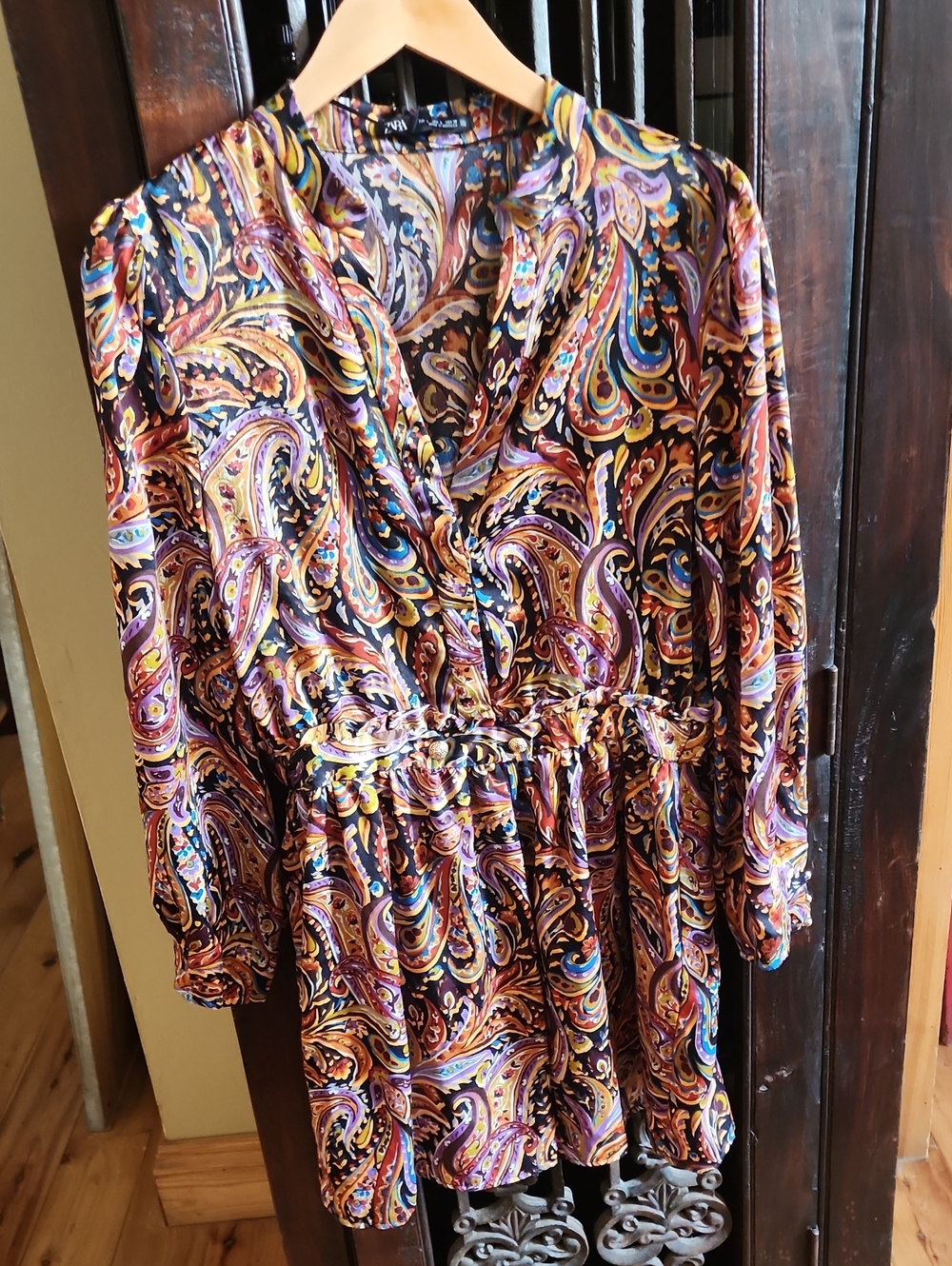 Zara Statement Tunic in Autumn Colors - Purple, Orange, Blue, Gold, Black, L